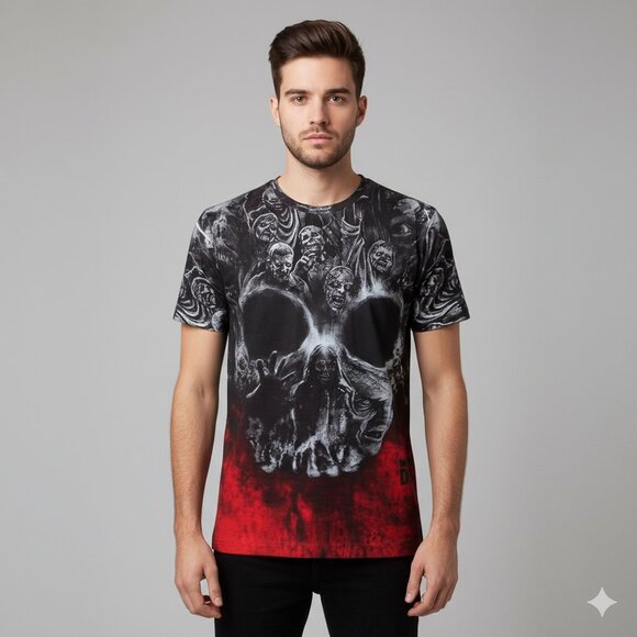 Walking Dead Walkers Skull Sublimation T-Shirt Shirt Medium AMC - Picture 1 of 2